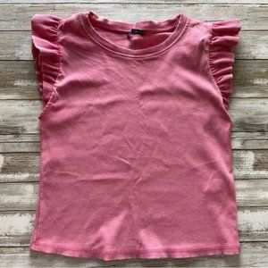 Zara Distressed Pink Ruffle Cropped Tank Top Size L